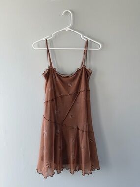 Urban Outfitters Brown Slip Dress with Lettuce Trim